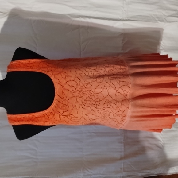 Free People orange racerback tunic Sz L Beautiful flare detail - Picture 1 of 11